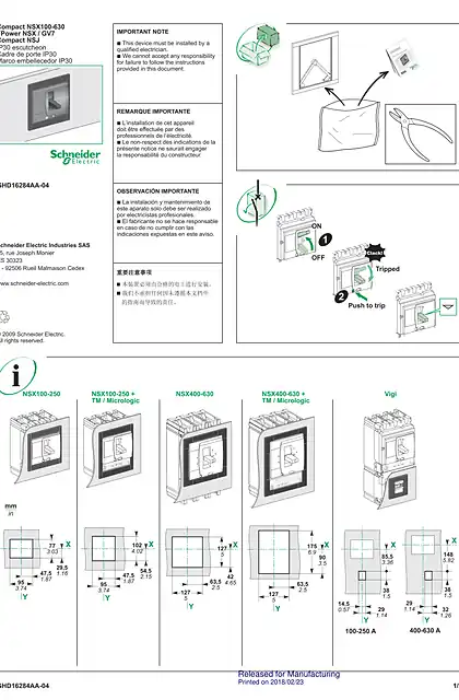 schneider施耐德IP30 escutcheon_ FPower NSX and GV7 - 说明页